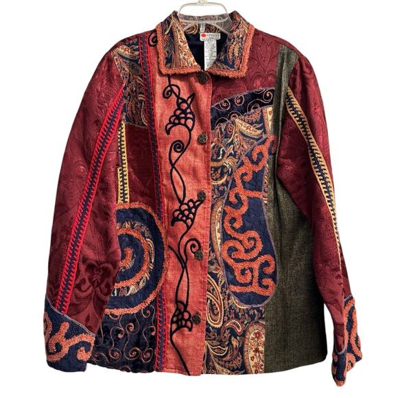 Sandy Starkman Tapestry Art to Wear Quirkly Eclectic Artsy Patchwork Jacket Sm - Picture 1 of 9